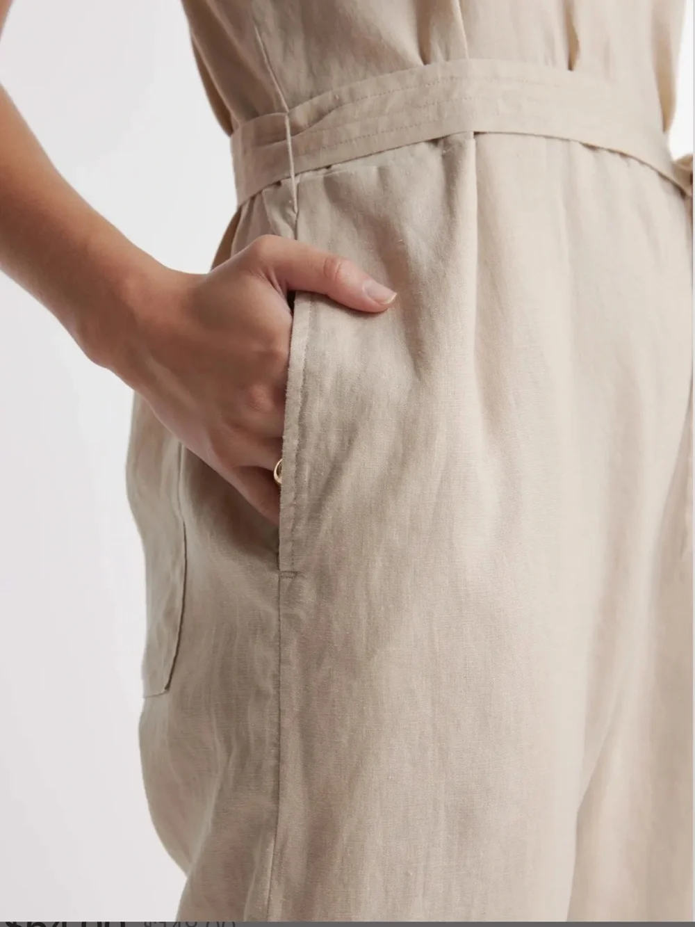 Quince 100% European Linen Square Neck Jumpsuit In Driftwood Size Small NWT